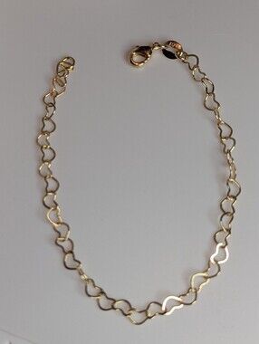 18 Kt Brazilian Gold Filled Heart Link Bracelet 6.5 Inches Long - W072026-1